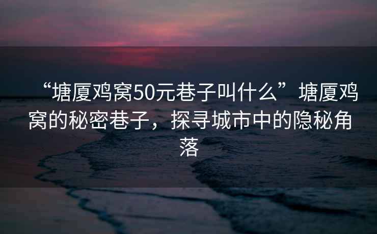 “塘廈雞窩50元巷子叫什么”塘廈雞窩的秘密巷子，探尋城市中的隱秘角落