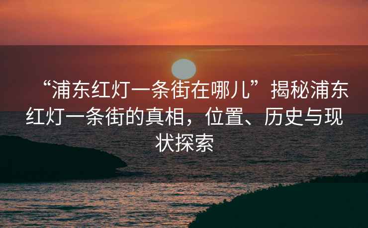 “浦東紅燈一條街在哪兒”揭秘浦東紅燈一條街的真相，位置、歷史與現狀探索