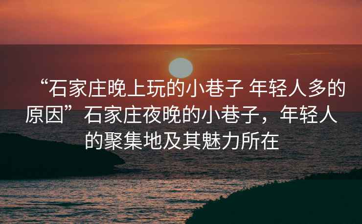 “石家莊晚上玩的小巷子 年輕人多的原因”石家莊夜晚的小巷子，年輕人的聚集地及其魅力所在
