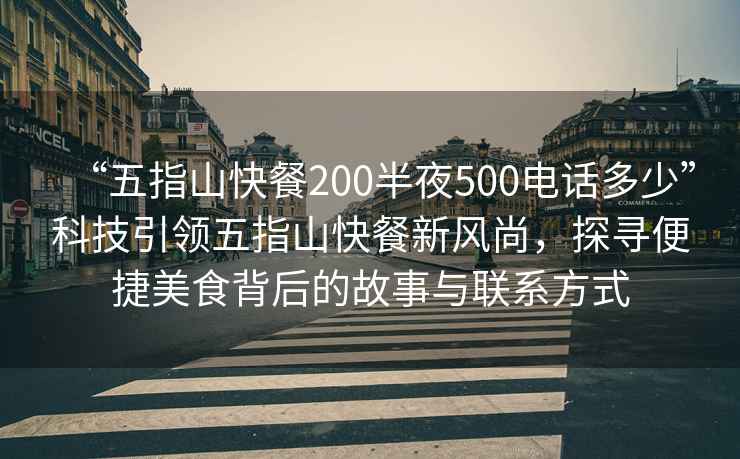 “五指山快餐200半夜500電話(huà)多少”科技引領(lǐng)五指山快餐新風(fēng)尚，探尋便捷美食背后的故事與聯(lián)系方式