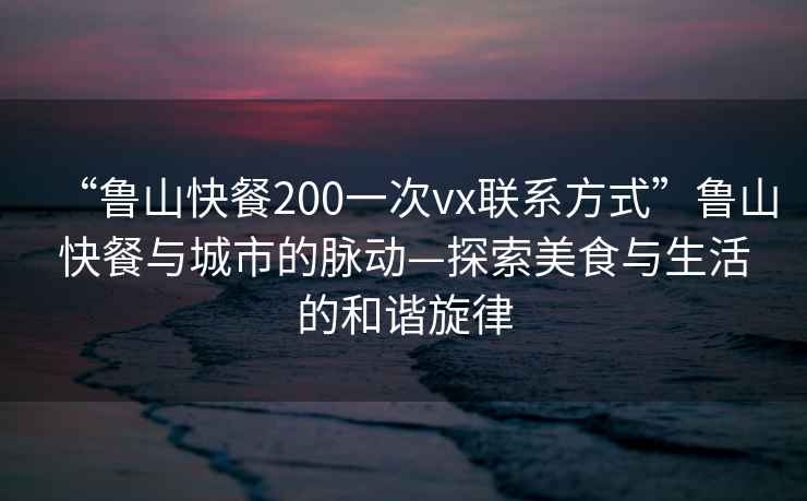 “魯山快餐200一次vx聯(lián)系方式”魯山快餐與城市的脈動(dòng)—探索美食與生活的和諧旋律