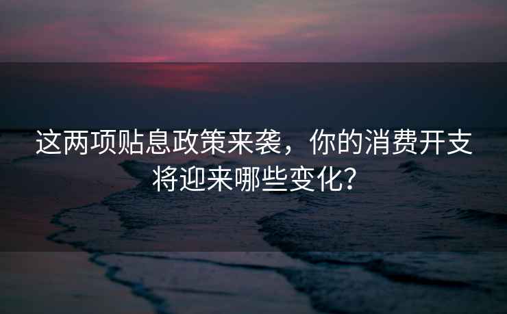 這兩項貼息政策來(lái)襲，你的消費開(kāi)支將迎來(lái)哪些變化？