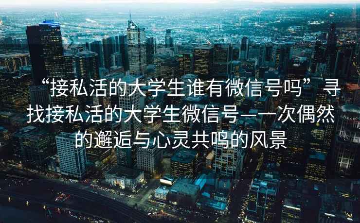 “接私活的大學(xué)生誰(shuí)有微信號嗎”尋找接私活的大學(xué)生微信號—一次偶然的邂逅與心靈共鳴的風(fēng)景