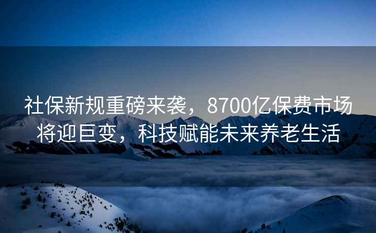 社保新規重磅來(lái)襲，8700億保費市場(chǎng)將迎巨變，科技賦能未來(lái)養老生活