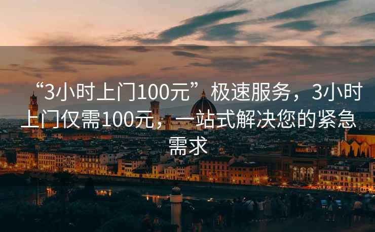 “3小時(shí)上門(mén)100元”極速服務(wù)，3小時(shí)上門(mén)僅需100元，一站式解決您的緊急需求