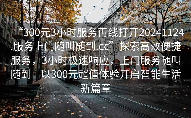“300元3小時(shí)服務(wù)再線(xiàn)打開(kāi)20241124.服務(wù)上門(mén)隨叫隨到.cc”探索高效便捷服務(wù)，3小時(shí)極速響應，上門(mén)服務(wù)隨叫隨到—以300元超值體驗開(kāi)啟智能生活新篇章
