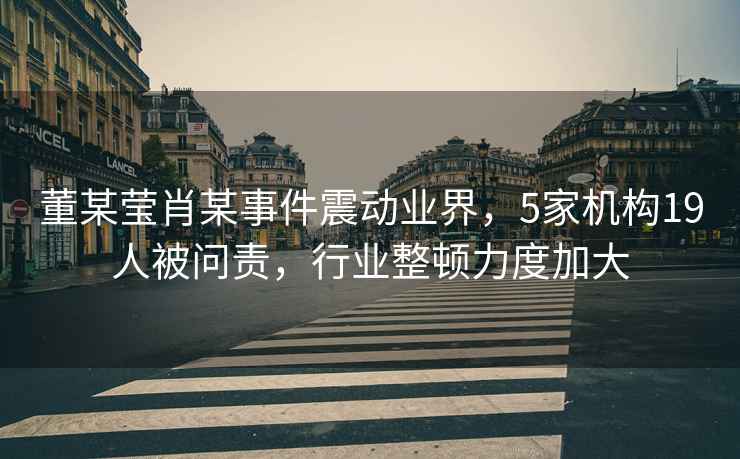董某瑩肖某事件震動(dòng)業(yè)界，5家機構19人被問(wèn)責，行業(yè)整頓力度加大
