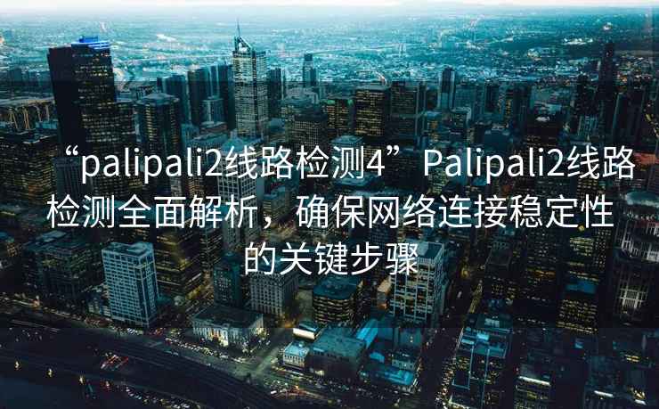 “palipali2線(xiàn)路檢測4”P(pán)alipali2線(xiàn)路檢測全面解析，確保網(wǎng)絡(luò )連接穩定性的關(guān)鍵步驟