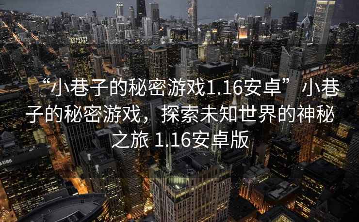 “小巷子的秘密游戲1.16安卓”小巷子的秘密游戲，探索未知世界的神秘之旅 1.16安卓版