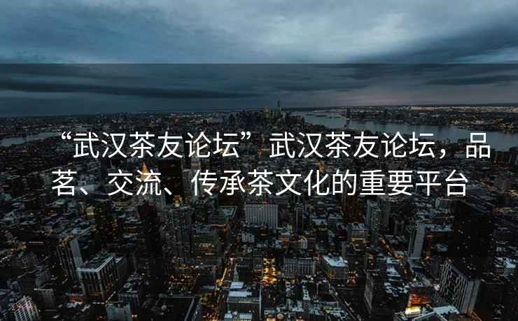 “武漢茶友論壇”武漢茶友論壇，品茗、交流、傳承茶文化的重要平臺