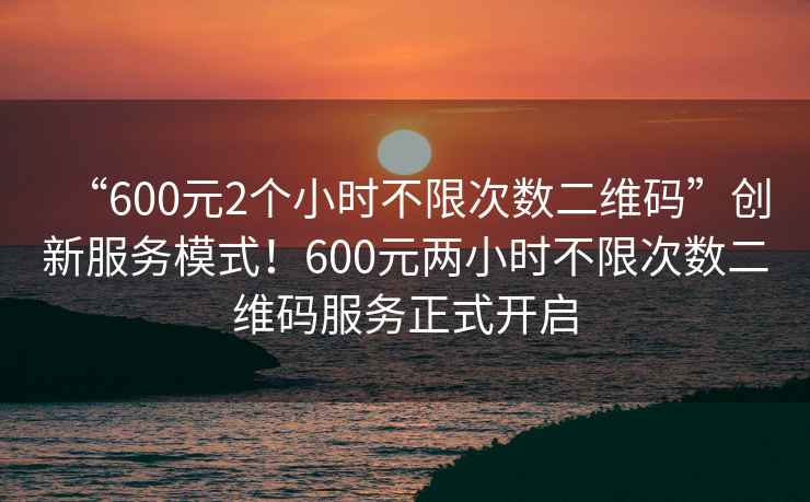 “600元2個(gè)小時(shí)不限次數二維碼”創(chuàng  )新服務(wù)模式！600元兩小時(shí)不限次數二維碼服務(wù)正式開(kāi)啟