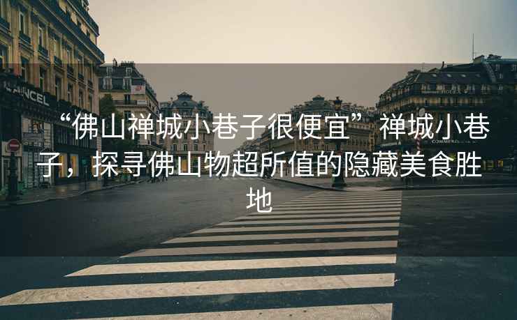 “佛山禪城小巷子很便宜”禪城小巷子，探尋佛山物超所值的隱藏美食勝地