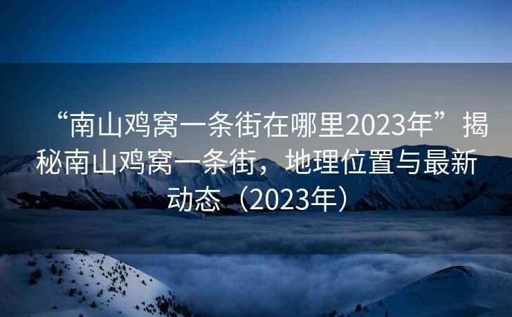 “南山雞窩一條街在哪里2023年”揭秘南山雞窩一條街，地理位置與最新動(dòng)態(tài)（2023年）