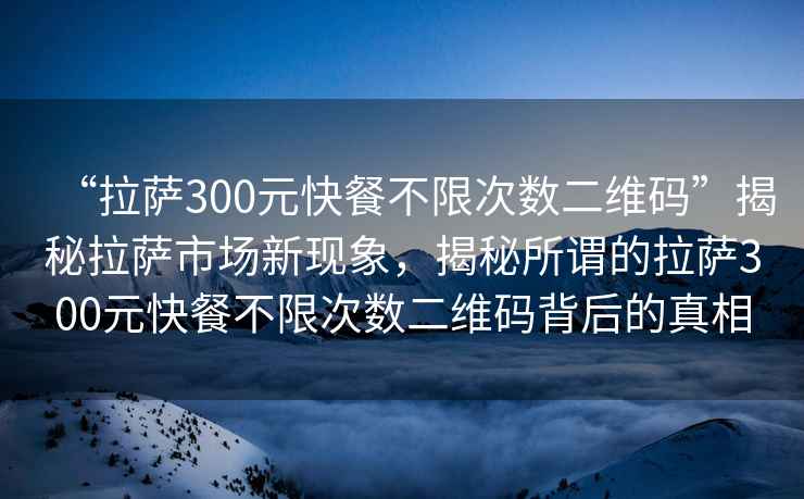 “拉薩300元快餐不限次數二維碼”揭秘拉薩市場(chǎng)新現象，揭秘所謂的拉薩300元快餐不限次數二維碼背后的真相