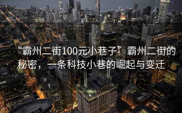 “霸州二街100元小巷子”霸州二街的秘密，一條科技小巷的崛起與變遷
