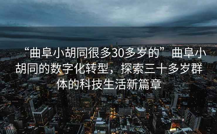 “曲阜小胡同很多30多歲的”曲阜小胡同的數字化轉型，探索三十多歲群體的科技生活新篇章