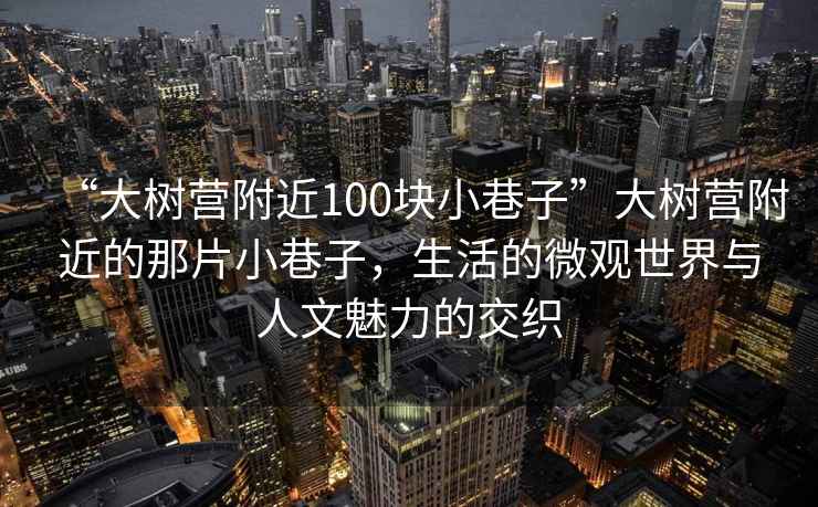 “大樹(shù)營(yíng)附近100塊小巷子”大樹(shù)營(yíng)附近的那片小巷子，生活的微觀(guān)世界與人文魅力的交織