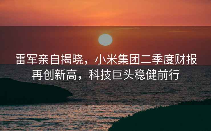 雷軍親自揭曉，小米集團二季度財報再創(chuàng  )新高，科技巨頭穩健前行