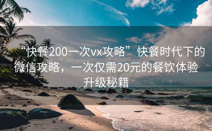“快餐200一次vx攻略”快餐時(shí)代下的微信攻略，一次僅需20元的餐飲體驗升級秘籍