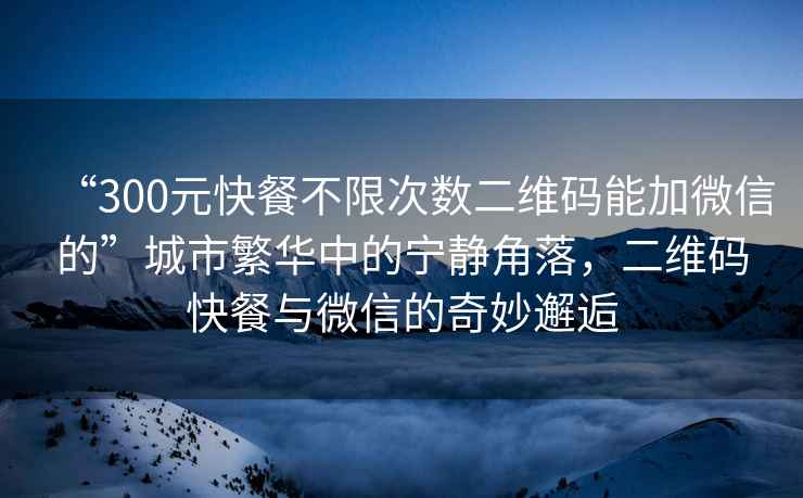 “300元快餐不限次數二維碼能加微信的”城市繁華中的寧靜角落，二維碼快餐與微信的奇妙邂逅