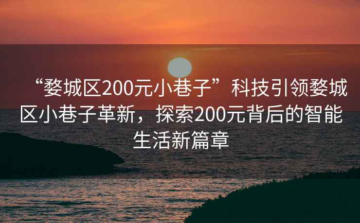 “婺城區200元小巷子”科技引領(lǐng)婺城區小巷子革新，探索200元背后的智能生活新篇章