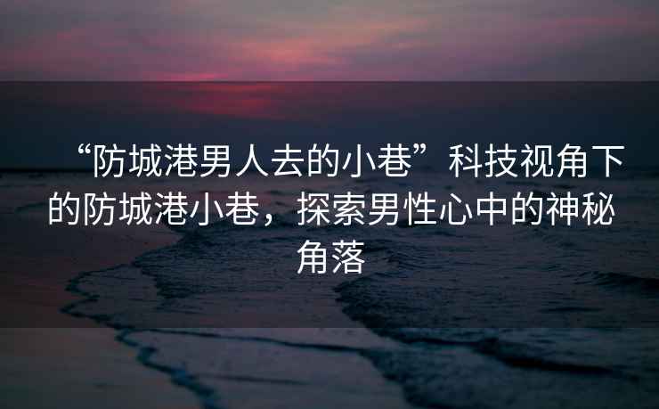 “防城港男人去的小巷”科技視角下的防城港小巷，探索男性心中的神秘角落
