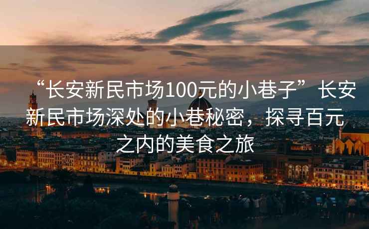 “長(cháng)安新民市場(chǎng)100元的小巷子”長(cháng)安新民市場(chǎng)深處的小巷秘密，探尋百元之內的美食之旅