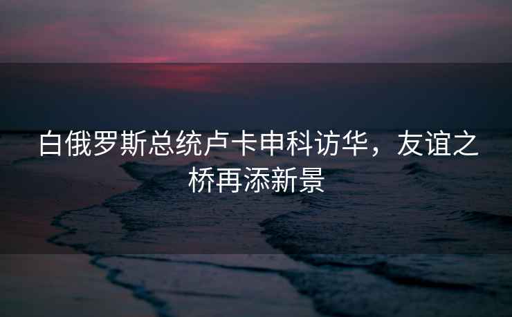 白俄羅斯總統盧卡申科訪(fǎng)華，友誼之橋再添新景