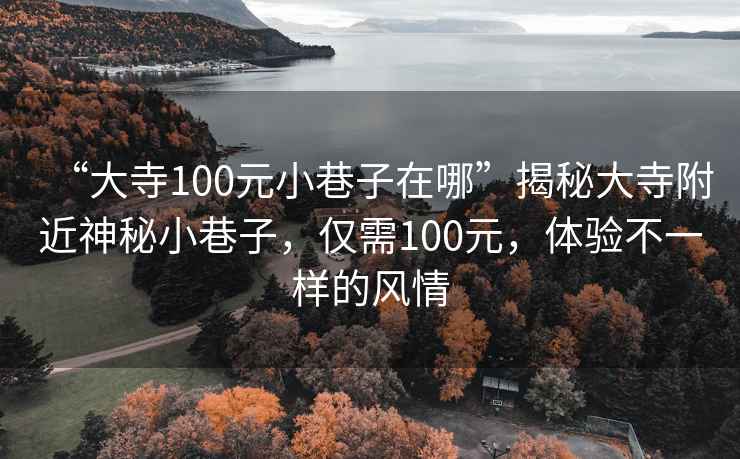 “大寺100元小巷子在哪”揭秘大寺附近神秘小巷子，僅需100元，體驗不一樣的風(fēng)情