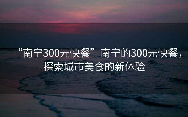 “南寧300元快餐”南寧的300元快餐，探索城市美食的新體驗