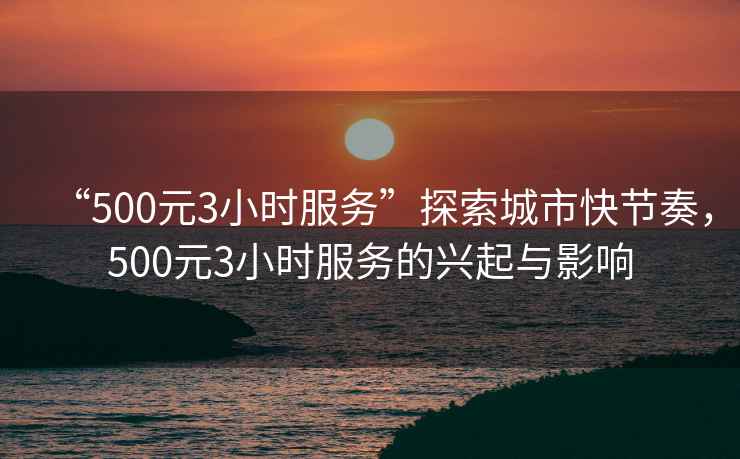 “500元3小時(shí)服務(wù)”探索城市快節奏，500元3小時(shí)服務(wù)的興起與影響