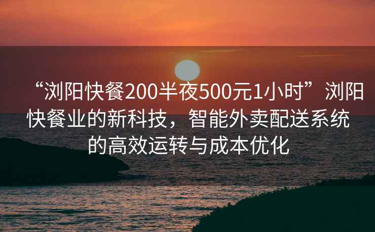 “瀏陽(yáng)快餐200半夜500元1小時(shí)”瀏陽(yáng)快餐業(yè)的新科技，智能外賣(mài)配送系統的高效運轉與成本優(yōu)化