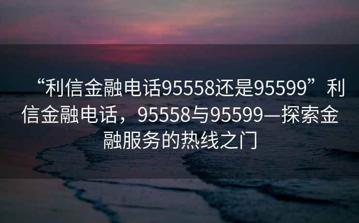 “利信金融電話(huà)95558還是95599”利信金融電話(huà)，95558與95599—探索金融服務(wù)的熱線(xiàn)之門(mén)