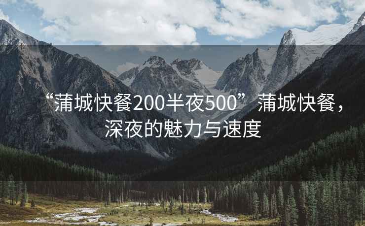 “蒲城快餐200半夜500”蒲城快餐，深夜的魅力與速度