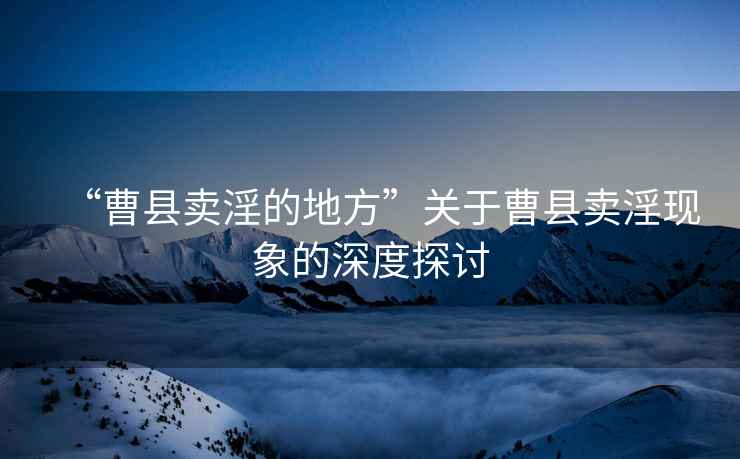 “曹縣賣(mài)淫的地方”關(guān)于曹縣賣(mài)淫現象的深度探討