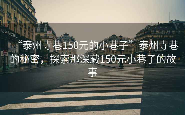 “泰州寺巷150元的小巷子”泰州寺巷的秘密，探索那深藏150元小巷子的故事