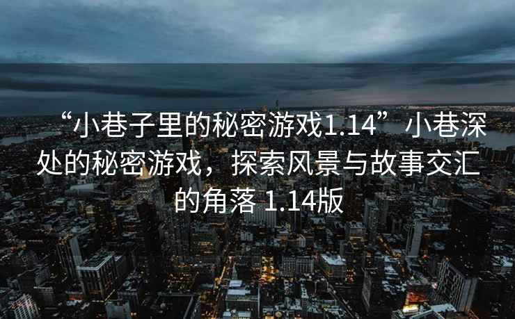 “小巷子里的秘密游戲1.14”小巷深處的秘密游戲，探索風(fēng)景與故事交匯的角落 1.14版