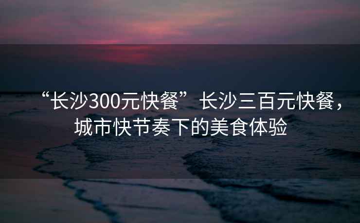 “長(cháng)沙300元快餐”長(cháng)沙三百元快餐，城市快節奏下的美食體驗