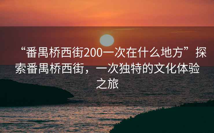 “番禺橋西街200一次在什么地方”探索番禺橋西街，一次獨特的文化體驗之旅