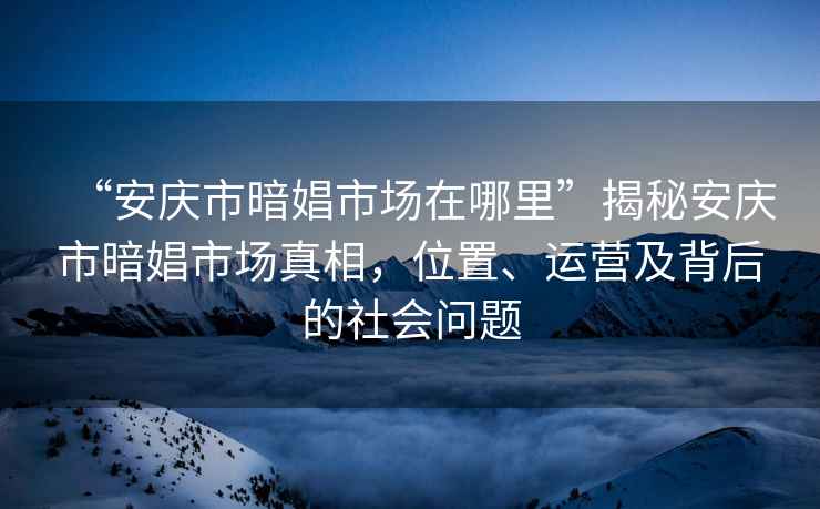 “安慶市暗娼市場(chǎng)在哪里”揭秘安慶市暗娼市場(chǎng)真相，位置、運營(yíng)及背后的社會(huì )問(wèn)題