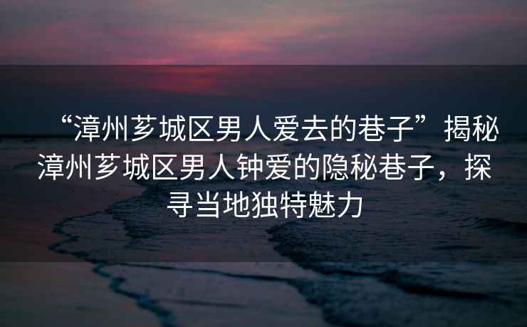 “漳州薌城區男人愛(ài)去的巷子”揭秘漳州薌城區男人鐘愛(ài)的隱秘巷子，探尋當地獨特魅力